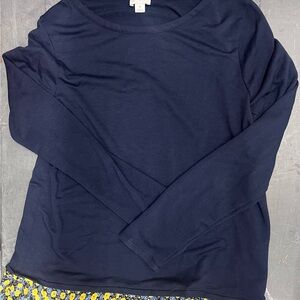 Women's Navy Long Sleeve Top